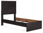 Belachime Charcoal Twin Panel Bed with Mirrored Dresser from Ashley - DMV Furniture
