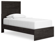 Belachime Charcoal Twin Panel Bed with Mirrored Dresser from Ashley - DMV Furniture