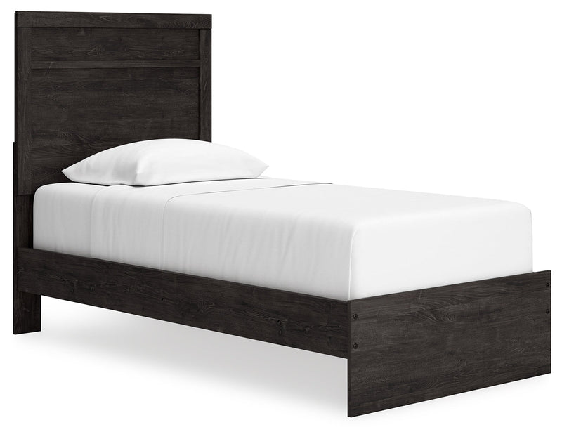 Belachime Charcoal Twin Panel Bed with Mirrored Dresser from Ashley - DMV Furniture