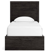 Belachime Charcoal Twin Panel Bed with Mirrored Dresser from Ashley - DMV Furniture