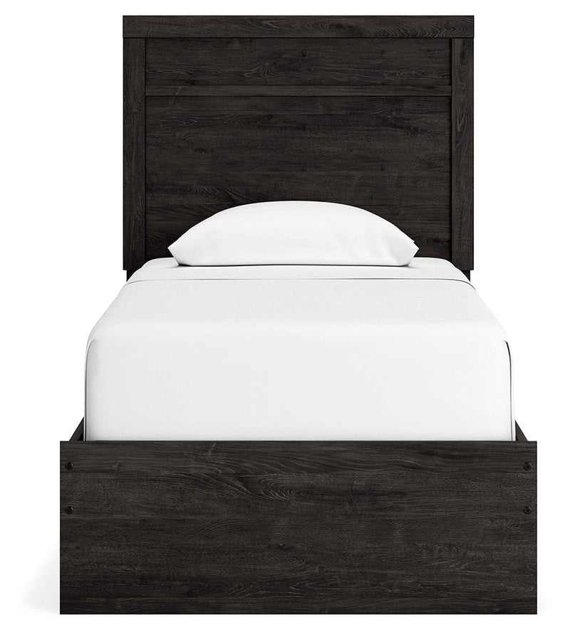 Belachime Charcoal Twin Panel Bed with Mirrored Dresser from Ashley - DMV Furniture