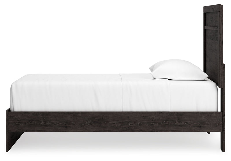 Belachime Charcoal Twin Panel Bed with Mirrored Dresser from Ashley - DMV Furniture