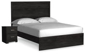 Belachime Charcoal Queen Panel Bed and Nightstand from Ashley - DMV Furniture
