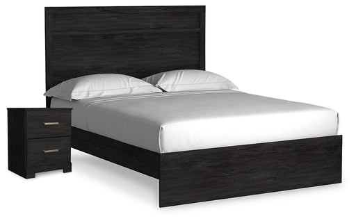 Belachime Charcoal Queen Panel Bed and Nightstand from Ashley - DMV Furniture