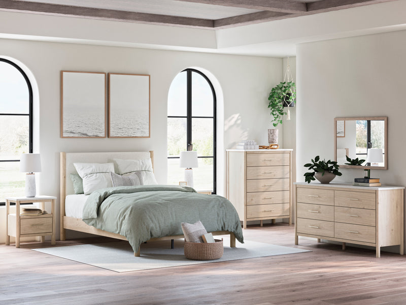 Cadmori Two-tone Queen Upholstered Panel Bed, Dresser and Nightstand from Ashley - DMV Furniture