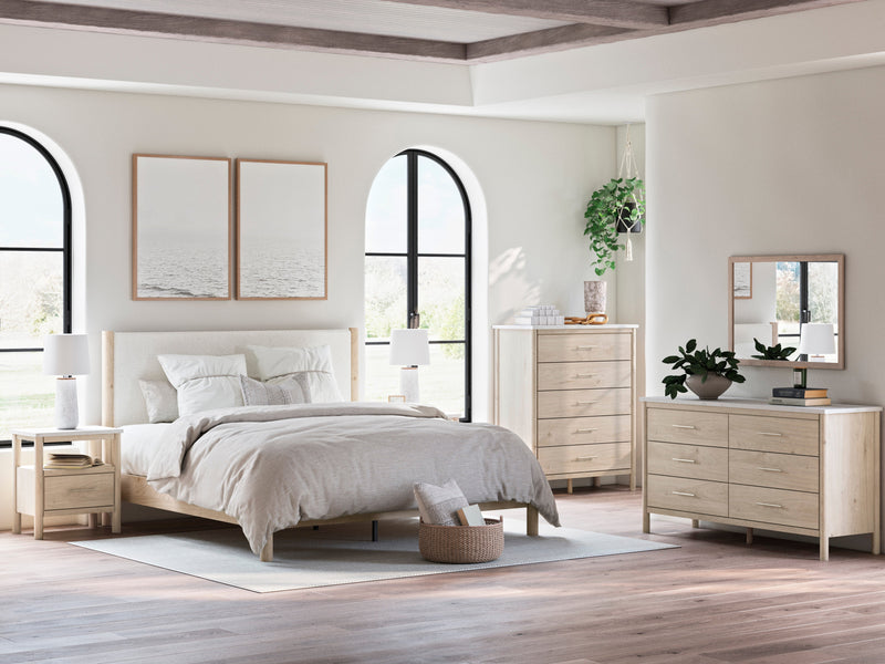 Cadmori Two-tone Upholstered Panel Bedroom Set from Ashley - DMV Furniture