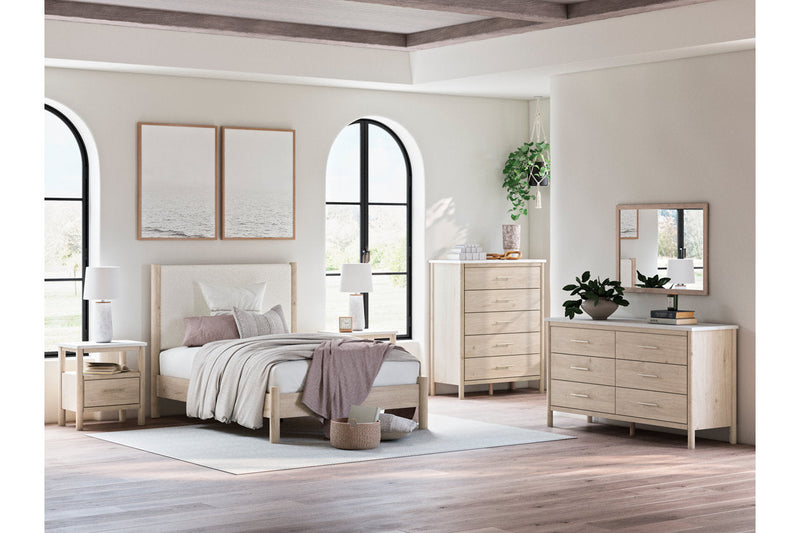Cadmori Two-tone Full Upholstered Panel Bed from Ashley - DMV Furniture