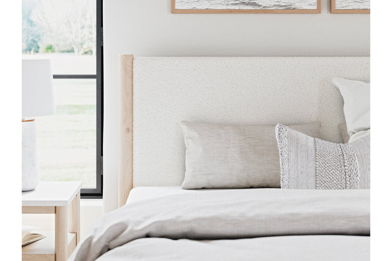 Cadmori Two-tone King Upholstered Panel Bed from Ashley - DMV Furniture