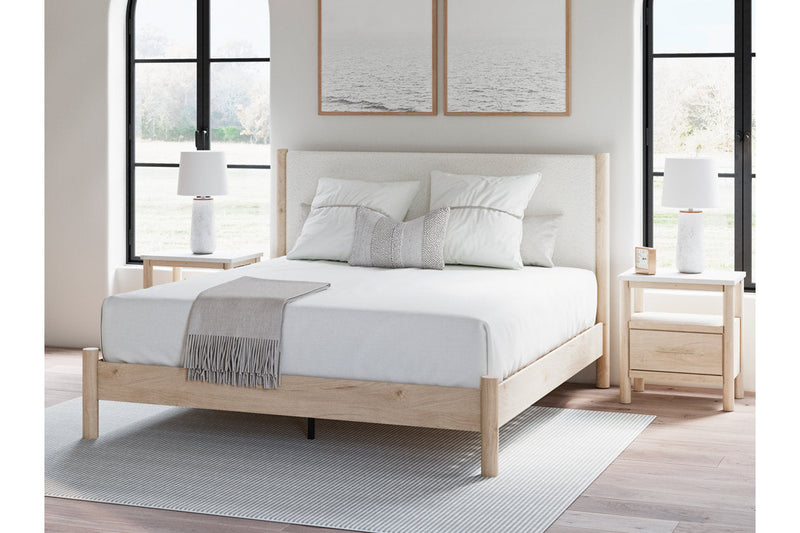 Cadmori Two-tone King Upholstered Panel Bed from Ashley - DMV Furniture