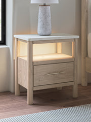 Cadmori Two-tone Queen Upholstered Panel Bed, Dresser and Nightstand from Ashley - DMV Furniture