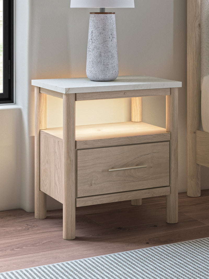 Cadmori Two-tone Queen Upholstered Panel Bed, Dresser and Nightstand from Ashley - DMV Furniture