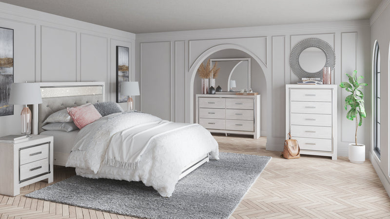Altyra White Queen Panel Headboard Bed with Mirrored Dresser from Ashley - DMV Furniture