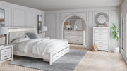 Altyra White LED Bookcase Upholstered Footboard Storage Platform Bedroom Set from Ashley - DMV Furniture