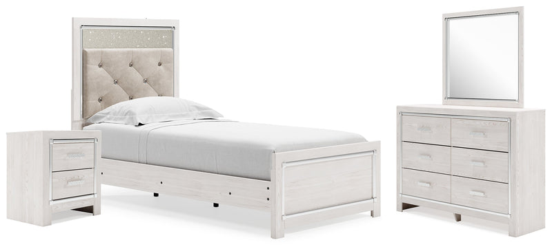 Altyra White Twin Panel Bed, Dresser, Mirror and Nightstand from Ashley - DMV Furniture
