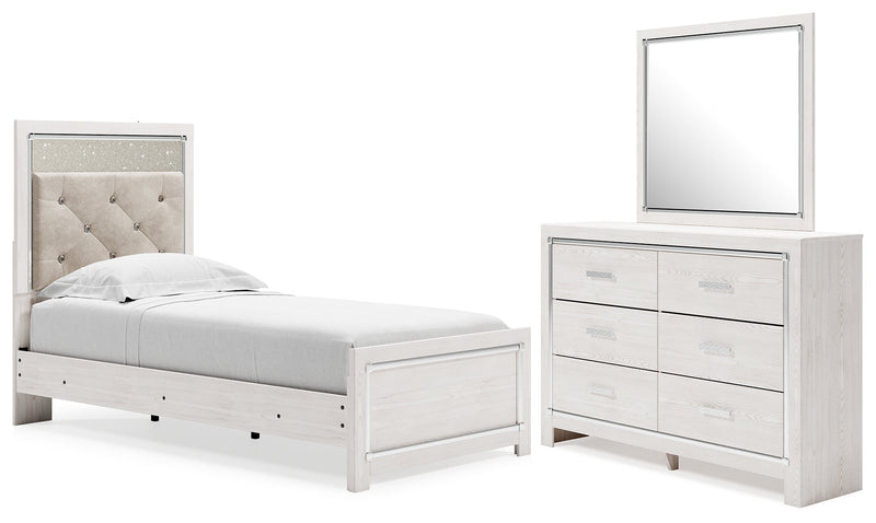 Altyra White Twin Panel Bed, Dresser and Mirror from Ashley - DMV Furniture