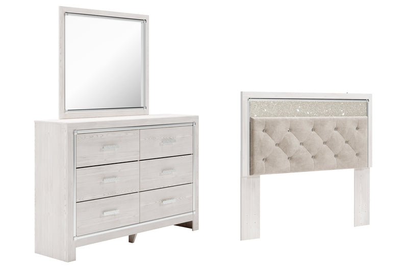 Altyra White Queen Panel Headboard Bed with Mirrored Dresser from Ashley - DMV Furniture