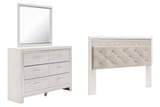 Altyra White King Panel Headboard Bed with Mirrored Dresser from Ashley - DMV Furniture