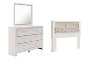 Altyra White Queen Bookcase Headboard Bed with Mirrored Dresser from Ashley - DMV Furniture