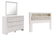 Altyra White King Bookcase Headboard Bed with Mirrored Dresser from Ashley - DMV Furniture