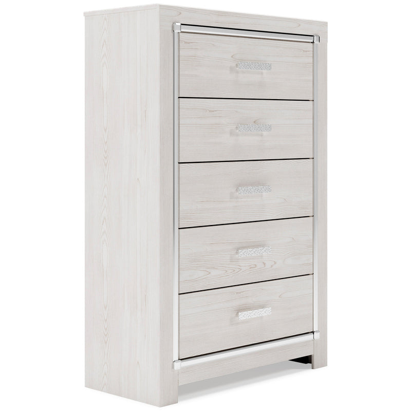Altyra White LED Upholstered Footboard Storage Platform Bedroom Set from Ashley - DMV Furniture