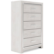 Altyra White LED Bookcase Upholstered Footboard Storage Platform Bedroom Set from Ashley - DMV Furniture
