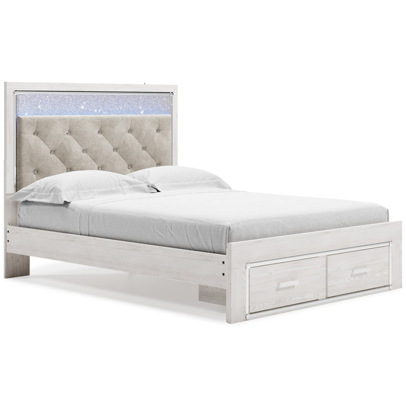 Altyra White LED Upholstered Footboard Storage Platform Bedroom Set from Ashley - DMV Furniture