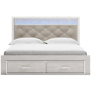 Altyra White LED Upholstered Footboard Storage Platform Bedroom Set from Ashley - DMV Furniture