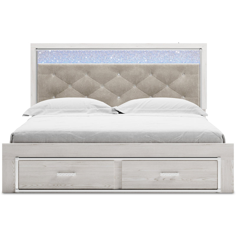 Altyra White LED Upholstered Footboard Storage Platform Bedroom Set from Ashley - DMV Furniture