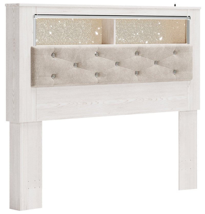 Altyra White Queen Bookcase Headboard Bed with Mirrored Dresser from Ashley - DMV Furniture