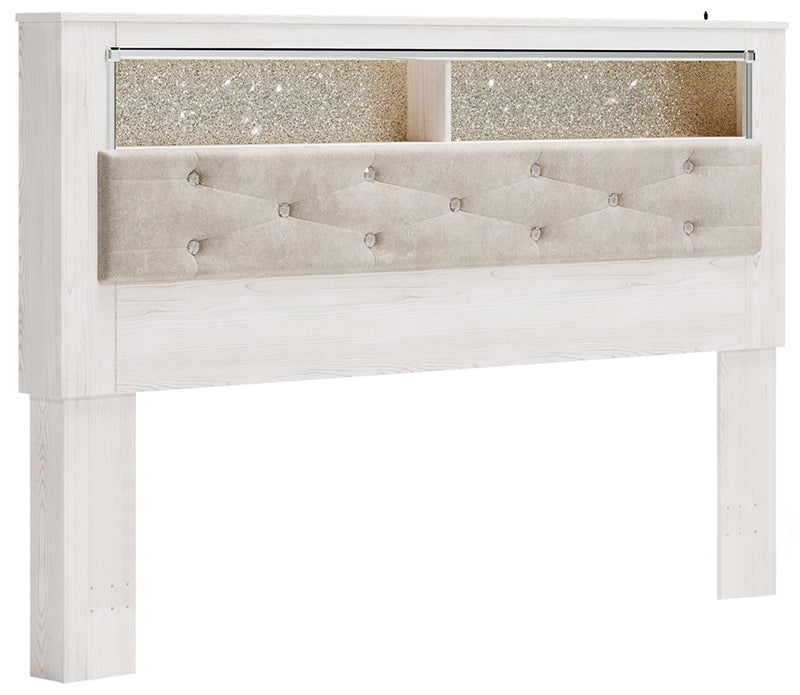 Altyra White King Bookcase Headboard Bed with Mirrored Dresser from Ashley - DMV Furniture