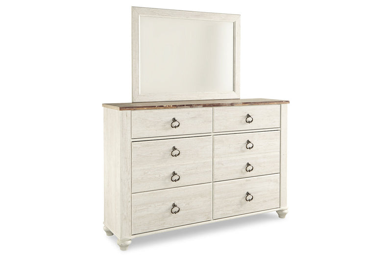 Willowton Whitewash Dresser and Mirror -  Ashley - DMV Furniture