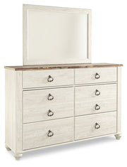 Willowton Whitewash King Sleigh Bed, Dresser, Mirror and Nightstand from Ashley - DMV Furniture