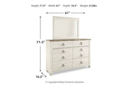 Willowton Whitewash Dresser and Mirror -  Ashley - DMV Furniture