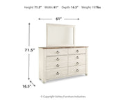 Willowton Whitewash Queen Panel Bed, Dresser and Mirror from Ashley - DMV Furniture