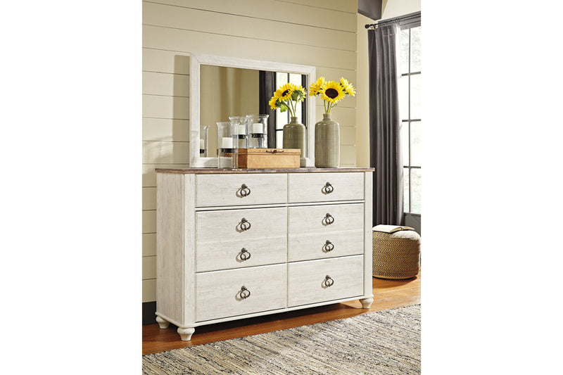 Willowton Whitewash Dresser and Mirror -  Ashley - DMV Furniture