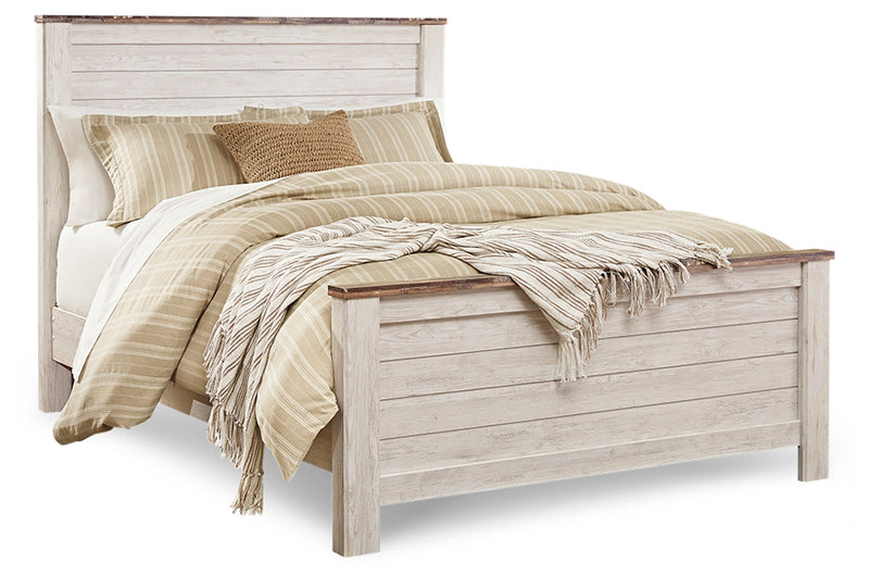 Willowton Whitewash Queen Panel Bed, Dresser, Mirror, and Nightstand from Ashley - DMV Furniture