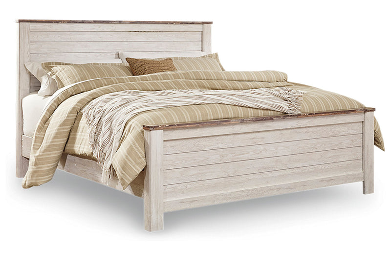 Willowton Whitewash California King Panel Bed -  Ashley - DMV Furniture