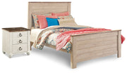 Willowton Whitewash Full Panel Bed and Nightstand from Ashley - DMV Furniture