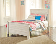 Willowton Whitewash Full Panel Bed and Nightstand from Ashley - DMV Furniture