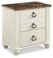 Willowton Whitewash Queen Panel Bed, Dresser, Mirror, and Nightstand from Ashley - DMV Furniture