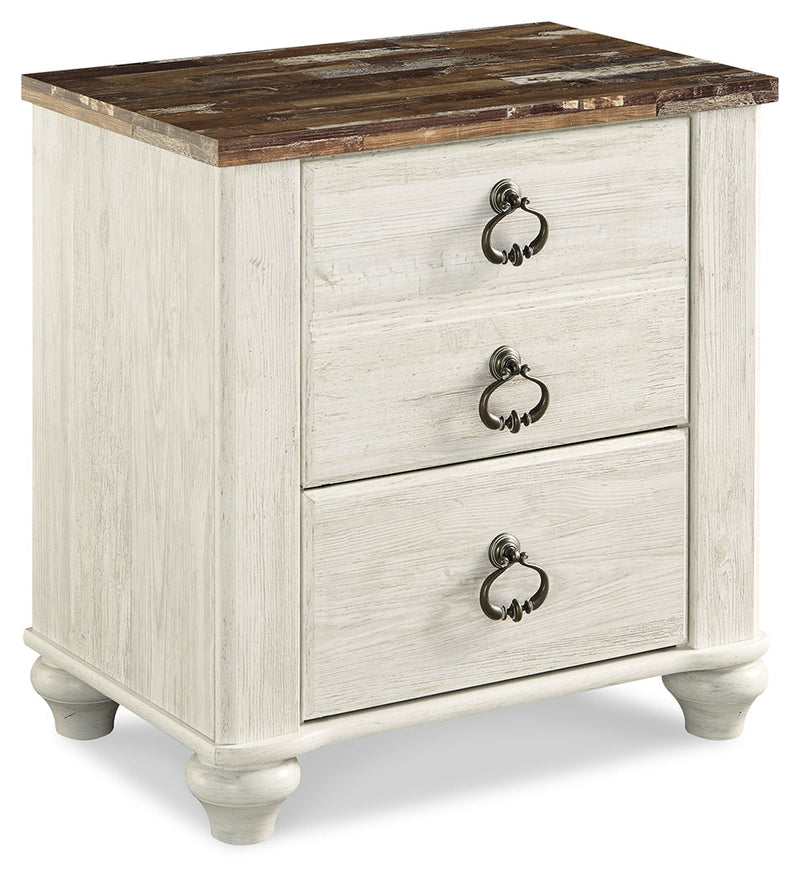 Willowton Whitewash Queen Panel Bed, Dresser, Mirror, and Nightstand from Ashley - DMV Furniture