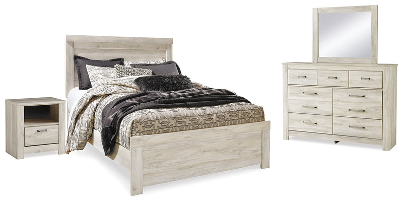 Bellaby Whitewash Queen Panel Bed, Dresser, Mirror, and Nightstand from Ashley - DMV Furniture