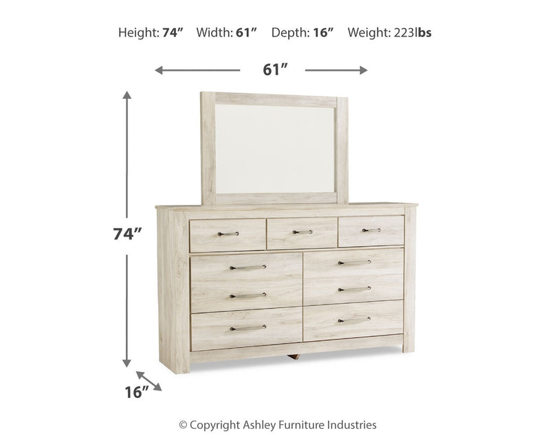 Bellaby Whitewash Queen Panel Bed, Dresser, Mirror, and Nightstand from Ashley - DMV Furniture