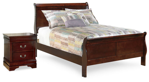 Alisdair Reddish Brown Full Sleigh Bed and Nightstand from Ashley - DMV Furniture