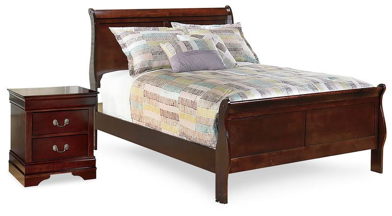 Alisdair Reddish Brown Full Sleigh Bed and Nightstand from Ashley - DMV Furniture