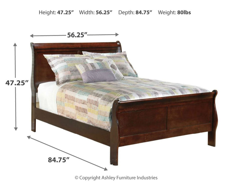 Alisdair Reddish Brown Full Sleigh Bed and Nightstand from Ashley - DMV Furniture