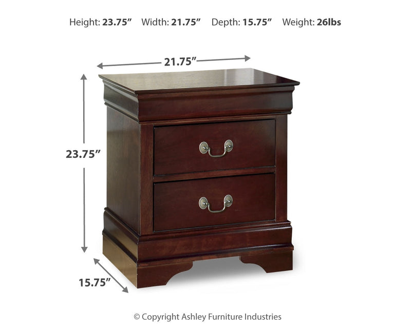 Alisdair Reddish Brown Full Sleigh Bed and Nightstand from Ashley - DMV Furniture