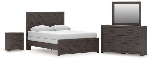 Prendonea Dark Charcoal Queen Panel Bed, Dresser, Mirror and Nightstand from Ashley - DMV Furniture