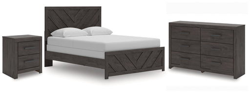Prendonea Dark Charcoal Queen Panel Bed, Dresser and Nightstand from Ashley - DMV Furniture