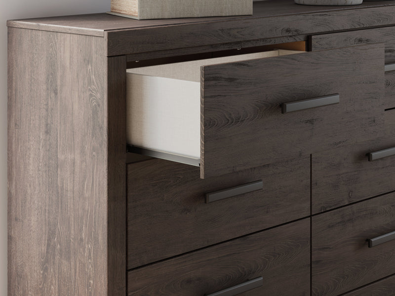 Prendonea Dark Charcoal Queen Panel Bed, Dresser and Nightstand from Ashley - DMV Furniture